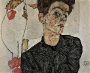 Self-Portrait with Chinese Lantern Fruit Egon Schiele